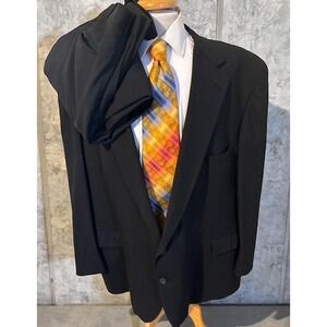 Southampton Suit 58R Big & Tall 50 x 31 Pants Black Pin Stripe Jacket Sport Coat